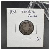 1892 Barber Silver Dime