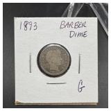1893 Barber Silver Dime