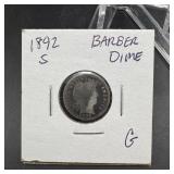 1892-S Barber Silver Dime