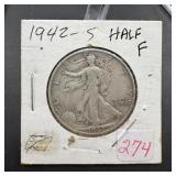 1942-S Walking Liberty Silver Half Dollar