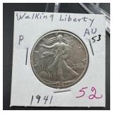 1941 Walking Liberty Silver Half Dollar