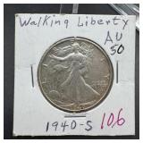 1940-S Walking Liberty Silver Half Dollar