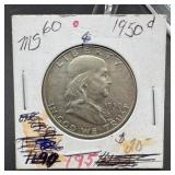 1950-D Franklin Silver Half Dollar
