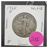 1935 Walking Liberty Silver Half Dollar