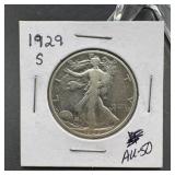 1929-S Walking Liberty Silver Half Dollar
