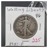 1941 Walking Liberty Silver Half Dollar