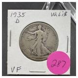 1935-D Walking Liberty Silver Half Dollar