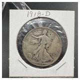 1918-D Walking Liberty Silver Half Dollar