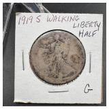1919-S Walking Liberty Silver Half Dollar