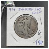 1919 Walking Liberty Silver Half Dollar