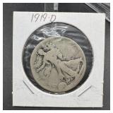 1919-D Walking Liberty Silver Half Dollar