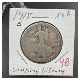 1918-S Walking Liberty Silver Half Dollar