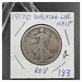 1917-D Reverse Walking Liberty Silver Half Dollar