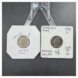 1956 & 1957 Silver Roosevelt Dimes