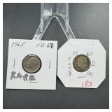 Rare 1965 Roosevelt Dime & 1960 Silver Dime