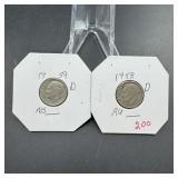 1958-D & 1959-D Silver Roosevelt Dimes