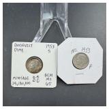 1953-S & 1953 Silver Roosevelt Dimes