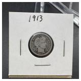 1913 Barber Silver Dime