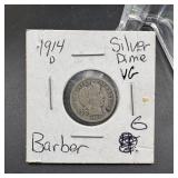1914-D Barber Silver Dime