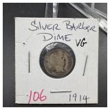 1914 Barber Silver Dime
