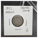 1853 Seated Liberty Dime