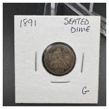 1891 Seated Liberty Dime
