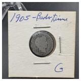 1905 Barber Silver Dime