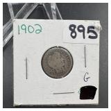1902 Barber Silver Dime