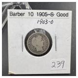 1903-O Barber Silver Dime