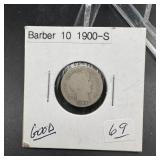 1900-S Barber Silver Dime