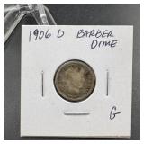 1906-D Barber Silver Dime