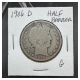 1906-D Barber Silver Half Dollar