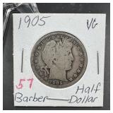 1905 Barber Silver Half Dollar