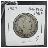 1907 Barber Silver Half Dollar
