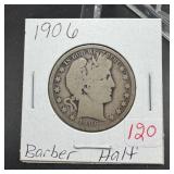 1906 Barber Silver Half Dollar