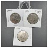 Three Miscellaneous 1970s Kennedy Half Dollars