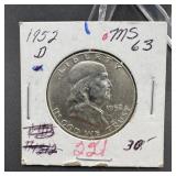 1952-D Franklin Silver Half Dollar