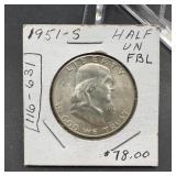 1951-S Franklin Silver Half Dollar