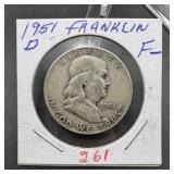 1951-D Franklin Silver Half Dollar