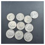 10 Kennedy Half Dollars Various Dates