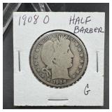 1908-O Barber Silver Half Dollar