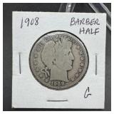 1908 Barber Silver Half Dollar
