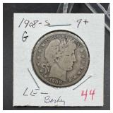 1908-S Barber Silver Half Dollar