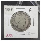 1909 Barber Silver Half Dollar