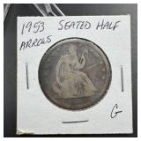 1853 Seated Liberty Half Dollar