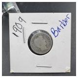 1909 Barber Silver Dime