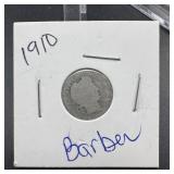 1910 Barber Silver Dime