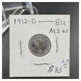 1912-D Barber Silver Dime