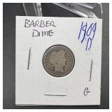 1909-D Barber Silver Dime
