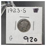 1923-S Mercury Silver Dime